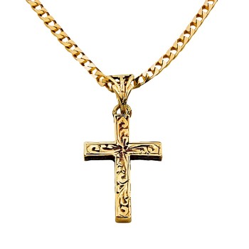 9ct Gold 7.8g 18 inch Cross Pendant with Chain